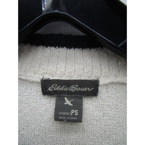 Eddie Bauer Sweater Petites Small Cardigan Striped Pockets Snap Up - Picture 8 of 10